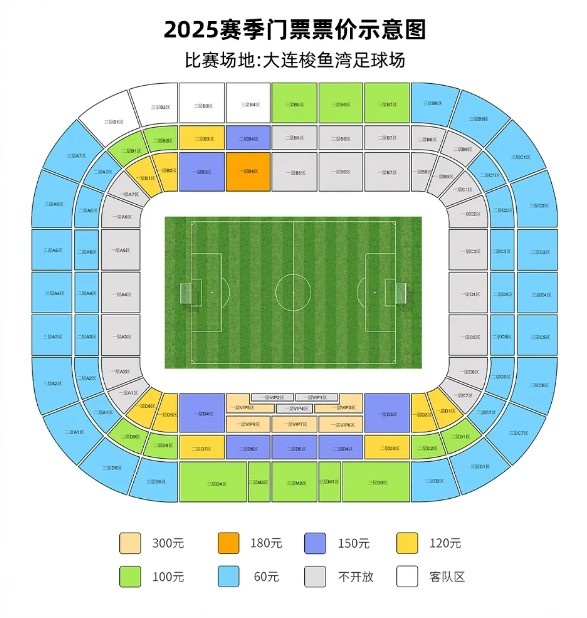 大連英博vs梅州客家票務(wù)公告：明天14點(diǎn)開票，票價(jià)60元-300元